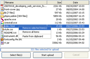 JBatchUpload applet screenshot under Windows XP