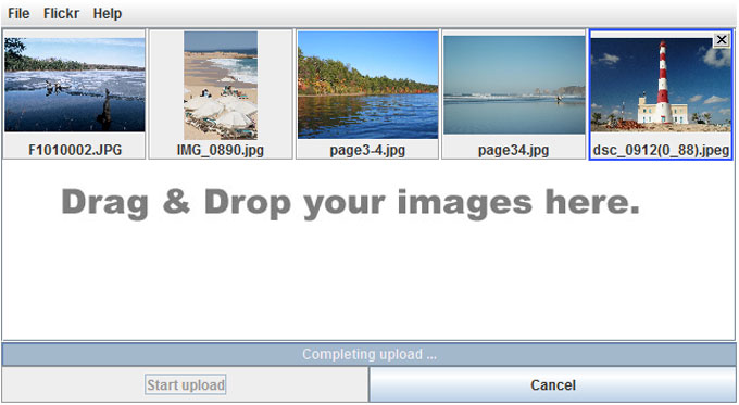 Flickr image upload applet