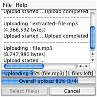 JFileUpload applet screenshot under MacOSX