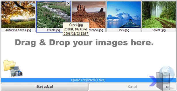 Image uploader applet with Windows Vista look and feel